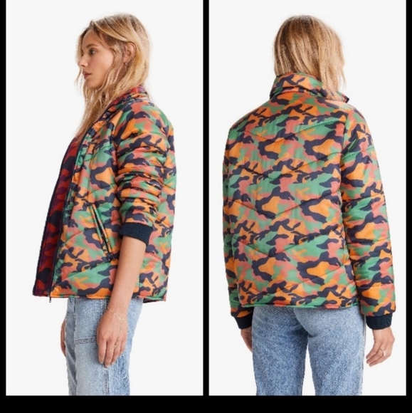 Mother two faced puffer jacket in I'm here wash - Picture 2 of 14